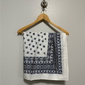 Valdrome Vintage Frame Scarf – Blue & White Paisley Design – 31” x 31” – France